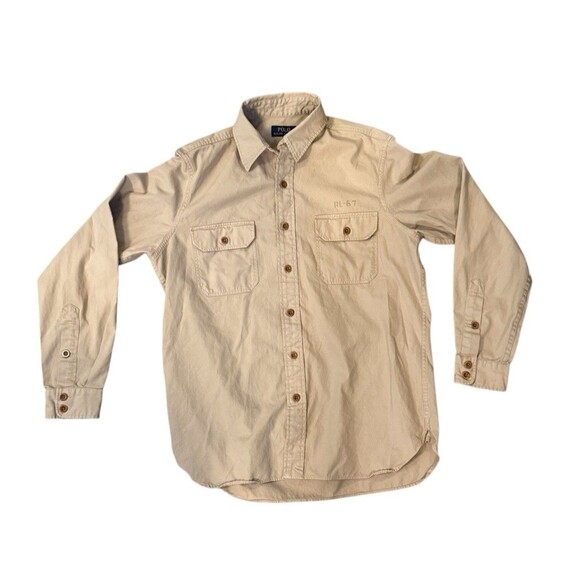 Polo Ralph Lauren khaki brown Hawaii 5 Naval Air Base Military shirt M 1953 RL67 - Picture 2 of 6